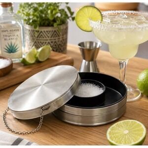 TableCraft Stainless Steel Margarita Glass Rimmer 3 Piece Barware Set NEW